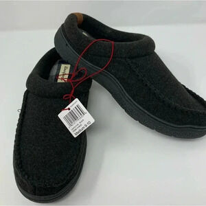 NIB Dearfoams Mens Medium (Shoe Size 9 10) Wool Blend Clog Style Slippers Black